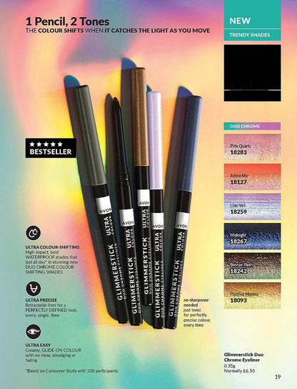 Avon Glimmerstick Duo Chrome Eye Liner | Retractable Eyeliner Pencil
