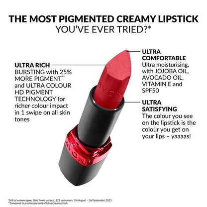 Avon Ultra Colour Creamy Lipstick SPF50 | Full Size - POD International UK