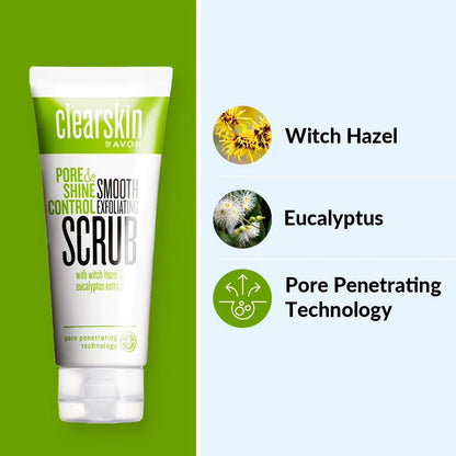 Avon Clearskin Pore & Shine Control Smooth Exfoliating Face Scrub Clearskin Pore Penetrating Scrub - POD International UK 